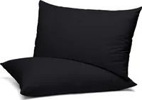 BEAUTEX 2er Set Kissenbezug, Kissenhülle aus gekämmter Baumwolle, Premium Jersey 160g/m², Größe und Farbe wählbar,Schwarz,80x80cm
