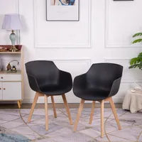 HJ_WeDoo 2er Skandinavisch Wohnzimmerstuhl Modern Esszimmerstühle, Retro Design Stuhl für Büro Lounge Küche, Schwarz