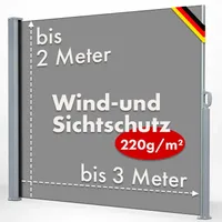 Seitenmarkise ausziehbarer Sicht & Windschutz Breite: 300 cm Höhe: 200 cm Anthrazit