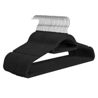 OKWISH Kleiderbügel,  Kleiderbügel aus Samt, rutschfeste Kleiderbügel , 44.5 cm, 10er-Pack, schwarz