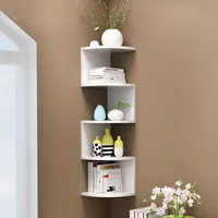 Bücherregal Eckregal Wandregal mit 5 Ablagen Küchenregal Hängeregal Holz Regal
