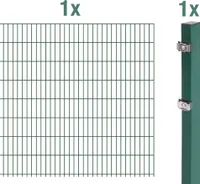 Alberts Anbauset für Doppelstabmattenzaun, grün, Höhe 163 cm, Länge 2,5 m
