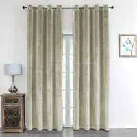 Samtvorhang 140 x 245 cm mit Öse wasserabweisend Beige - 140 x 245 cm