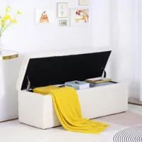 Sitzbank mit Stauraum, Schuhbank mit Sitzfläche, Teddystoff Sitztruhe 118x40x40 cm, Sitzhocker mit Stauraum belastbar bis 300 kg, Sitzbox