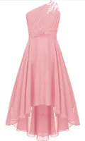 Elegantes Ein-Schulter Hochzeitskleid für Mädchen | Festliches Blumenmädchenkleid | Lang, ideal für Abendveranstaltungen | Größe 122-128 cm