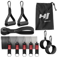 Hop-Sport Resistance Bands HS-R060RT, Widerstandsbänder - Krafttraining & Fitness, 4,6-22,8 kg, 5 Expander, 2 Griffen, 2 Fußmanschetten, 1 Türanker