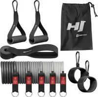 Hop-Sport Resistance Bands HS-R060RT, Widerstandsbänder - Krafttraining & Fitness, 4,6-22,8 kg, 5 Expander, 2 Griffen, 2 Fußmanschetten, 1 Türanker