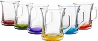 LAV Zen+ Kaffeetassen aus Glas mit farbigem Boden – 225 ml – Mehrfarbig – 6er-Pack