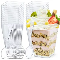 Pucharek deserowy Allbags, pojemnik 160 ml, zestaw 50 sztuk + łyżeczka