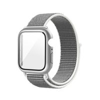 Nylon-Sportarmband mit Hülle, kompatibel mit Apple Watch SE / iWatch Series 6 5 4 Watch Band Loop Strap - Grau 45 mm