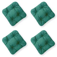 4L Textil 4er Set Stuhlkissen mit Bändern Kissen wetterfest Gartenstuhlauflagen UV-beständig Sitzkissen Outdoor (45x45 cm, 4 er Set, Grün)