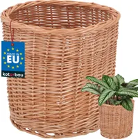 KOTARBAU® Weidenkorb zum Bepflanzen Naturfarbe Höhe 23 cm ⌀ 25 cm Übertopf Korb aus Weide Pflanzkorb geflochten Pflanzkörbe Outdoor Korbübertöpfe für Balkon Blumentopf geflochten