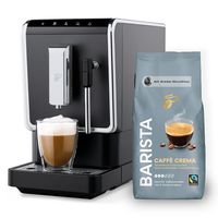 Tchibo Kaffee Vollautomat Esperto Latte mit Milchaufschäumfunktion inkl. 1kg Barista Caffè Crema für Caffè Crema, Espresso und Milchspezialitäten, Anthrazit