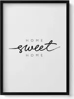 Dekoratives Schild für die Wohnung „Home, sweet home“– Wandbild mit Rahmen – Gerahmtes Bild  – Wanddekoration – 50x70 cm –  Schwarz Rahmen