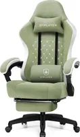 PLAYER Gaming Stuhl Ergonomischer Gaming Sessel Schreibtischstuhl PC Gamer Racing Stuhl mit Stoffoberfläche, Federsitzkissen, Verbindungsarmlehnen