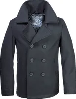 Brandit Uniformjacke Herren Pea Coat schwarz Basics 50% Wolle, 50% Polyester L