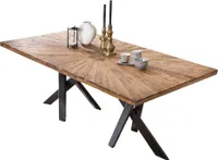 SIT Möbel Esszimmertisch 180 cm | Tischplatte aus Teak 50 mm natur | Gestell Metall antikschwarz | B 180 x T 100 x H 77 cm | 15711-11 | Serie TABLES & CO