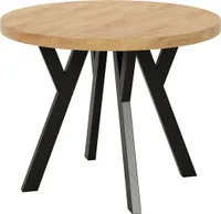 Furneo | Rundtisch MAYA - 100/200 cm - Hikoraholz - Ausziehbar - Metallbeine - Modernes Design - für Küche und Esszimmer