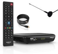 Humax HD Nano T2 HD Receiver Set mit Stabantenne / DVB-T2 Receiver / Anschlüsse: HDMI, SCART, USB / mit PVR Aufnahmefunktion / unterstützt freenet TV / schwarz