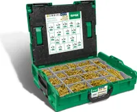 SPAX Montagekoffer L-BOXX, 1 Stück, Schraubenset mit 17 Abmessungen, Senkkopf, Kreuzschlitz Z, 4CUT, YELLOX - 5000009164019