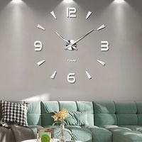 DIY Wanduhr Wohnzimmer Uhr Spiegel Wandtattoo Deko XXL 3D Stylisch Design NEU 