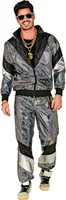 80er Jahre bunter reflektierender Trainingsanzug - Jogginganzug Gr. S bis 2XL - Disco Retro XL -  185- 192 cm