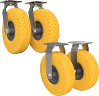2 x Lenkrolle, 2 x Bockrolle mit PolyurethanRad Ø 260 mm 3.00-4 Kugellager PANNENSICHER