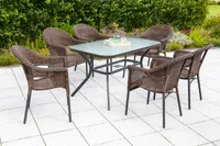 Merxx Gartenmöbelset Ravenna 7tlg. Aluminium, Kunststoffgeflecht graphit, schoko