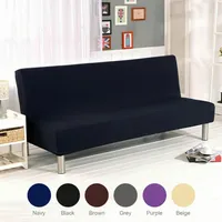Sofabezug Ohne Armlehnen, Ohne Armlehne Stretch Couch überzug Armlose Sofabettüberzug für Faltbares Schlafsofa Ohne Armlehnen,180-210 cm(Schwarz)