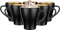 Glasmark KROSNO 1992 Hugo Kaffeegläser-Set 6-teilig Cappuccino Eiskaffee Gläser Becher Spülmaschinenfest Schwarz Gold 6x360 ml