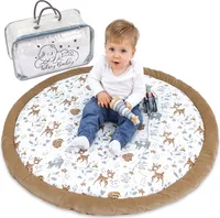 Bodenkissen Kinder 100 cm - Kuschelecke Kinderzimmer Boden Matratze Rund Krabbeldecke für Baby Gepolstert Hirsch