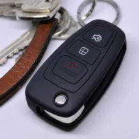 TBU car Autoschlüssel Hülle kompatibel mit Ford 3 Tasten - Schutzhülle aus  Silikon - Auto Schlüsselhülle Cover in Orange