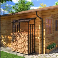 Metall Kaminholzregal Anthrazit  130 x 70 x 185 cm mit Dach