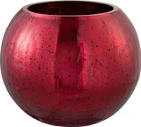 J-Line Windlicht Kugel Rissig - Glas - Glänzend Rot - Large