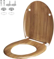 CASARIA® WC Sitz Duroplast Absenkautomatik Schnellbefestigung Bad Toilettendeckel Klobrille antibakteriell Bambus