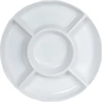 Krumble Tapasbord rund mit 5 Fächern - Essteller - Vorspeisenteller - Servierplatten - Weiß
