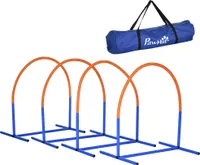 Výcvikové vybavení pro agility psů PawHut, sada pro agility psů, 4dílná sada překážek pro starší psy, sada pro výcvik psů s přenosnou taškou, modrá+oranžová, 88 x 64 x 95 cm