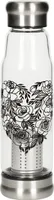 Glasflasche mit Teeeinsatz - Neoprenhülle und Motiv 0,5 l Blumen