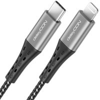 deleyCON 0,5m USB-C auf Lightning 8 Pin Nylon Ladekabel Datenkabel Ultra Schnellladen MFi  für Apple iPhone 14 13 12 11 Pro Max Mini Metallstecker Power Delivery