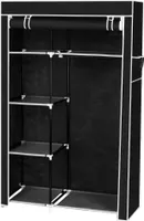 FCH Kleiderschrank, Faltschrank, Stoffschrank, Garderobe mit 1 Kleiderstange, 104,5 x 45,5 x 158cm, Schwarz