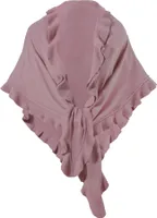 Poncho Damen Strick Wolle Trachtenumhang Cape Winterumhang Stola, Strickponcho Rüschen Rosa