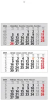 2025 ADINA Dreimonatskalender 70x33cm mit Tagesanzeiger in Blockform