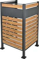 ML-Design ohrádka pro 1 odpadkový koš, vzhled antracitového dřeva, z oceli, 91x91x150 cm, nerezavějící, masivní