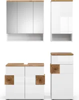 Vicco Badmöbel-Set Eden, 4 Teile, Weiß Hochglanz/Artisan-Eiche