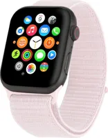 Pasek nylonowy do zegarka Apple Watch Series 5 44 mm w kolorze jasnoróżowym, regulowany, elastyczny pasek sportowy z tkaniny, odpowiedni do zegarka iWatch
