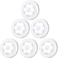 6er Set LED PIR Bewegungssensor Schrankleuchte Batteriebetriebene Unterbauleuchte Nachtlicht, Kaltweiß