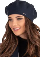 Vivisence Elegante Damen Baskenmütze - Warme Gemütliche Mütze Damen Stilvolle Wintermütze für Frauen - Strickmützen herbst Barett - Dunkelblau
