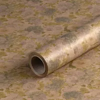 Geschenkpapier mit Blumen, grün und weiß, Geburtstagspapier, Kraftpapier, 0,70 x 10 m