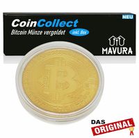 CoinCollect Bitcoin minca pozlátená krypto minca zberateľská minca zlatá BTC minca
