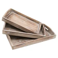 HMF VTA101 Deko Tablett aus Holz im Vintage-Design, 3er Set
